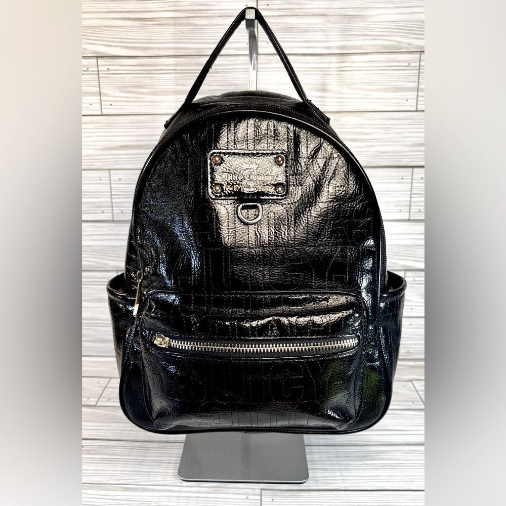065- Juicy Couture Black Patten Leather Small Backpack